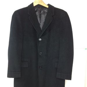 Black Cashmere Coat Knee Length Mens Vintage